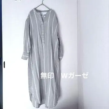 새상품급 MUJI W 거즈 스트라이프 셔츠 원피스 M 사이즈