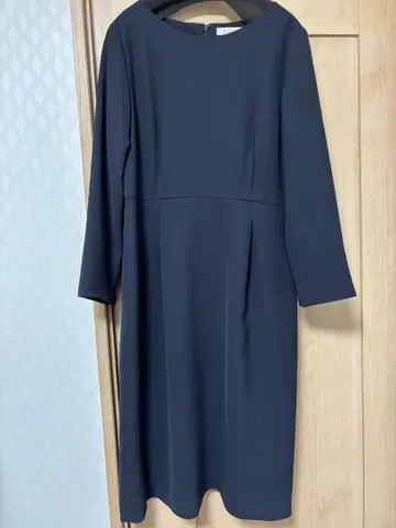 PLST 네이비 긴팔 무릎 기장 원피스 M