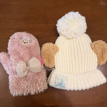 새상품급 더피 귀 모양 니트 모자, 셰리 메이 장갑 2세트