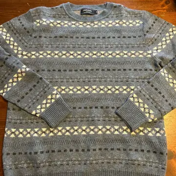 NEWYORKER 블루 계열 기하학 패턴 스웨터 L