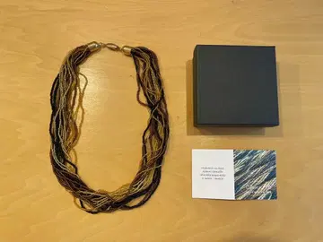 박스 포함 미사용] 무라노 유리 유리 비즈 목걸이 블랙 금 브라운