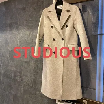 STUDIOUS 그레이 더블 브레스트 체스터 코트 사이즈 0