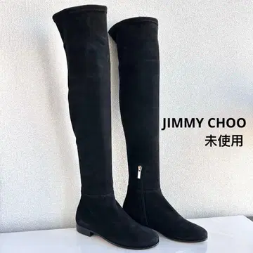 지미추 니하이 부츠 롱 부츠 사이드 지퍼 스웨이드 블랙 34