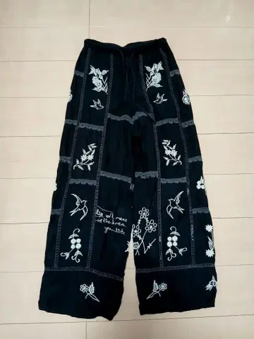 todayful 자수 패치워크 트라우저