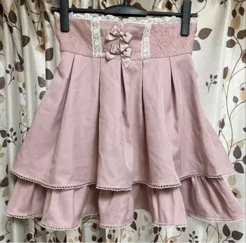 시크릿 허니 벨트 레이스 2단 캉캉 스커트 핑크 양산형 히메 스타일