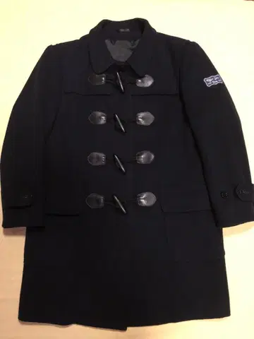 울 100% 다크 네이비 더플 코트