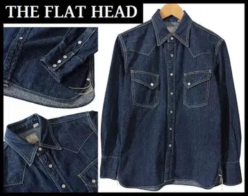 명작 플랫 헤드 7001 셀비지 데님 긴팔 웨스턴 셔츠 M