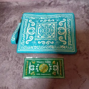 샵 채널 보물 파우치 플라티나 블루 중고품 만트라 레터 포함