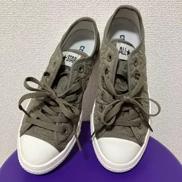 컨버스 올스타 별 패턴 퀼팅 소재 스니커즈 23.5cm 카키