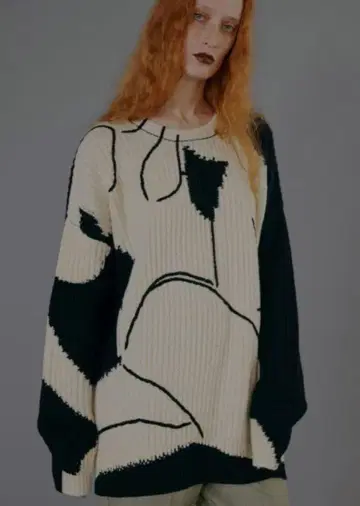 Ameri ABSTRUCT WOMAN PAINT KNIT 블랙