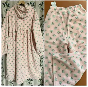 따뜻한 poppy 플라워 룸 드레스&팬츠 핑크 S 사이즈 세트