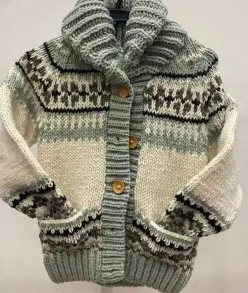 노르딕 무늬 카우친 가디건