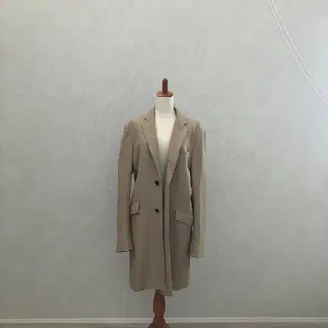 베이지 헤링본 체스터 코트