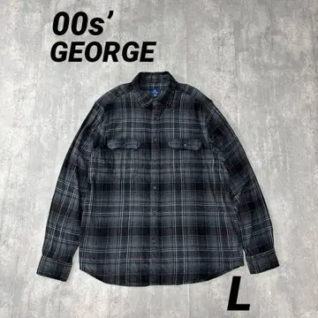 00s' GEORGE 블랙 옴브레 체크 라이트 플란넬 셔츠