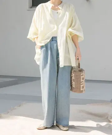 DOORS 새상품 2 턱 개더 데님 팬츠