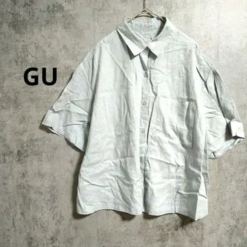 지유 반팔 셔츠 겉옷 블라우스 V넥 루즈핏 린넨 셔츠 L