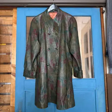 빈티지 새상품급 레어! 꽃무늬 양가죽 더블 브레스트 코트 프리 사이즈