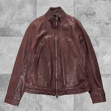 [레어 컬러] 샷 팔자 라이더스 싱글 램 가죽 M 보르도