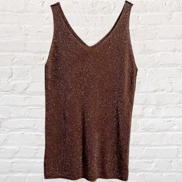 리브 라메 슬리브리스 티셔츠 깊은 V넥 탱크탑 이너 구제 의류