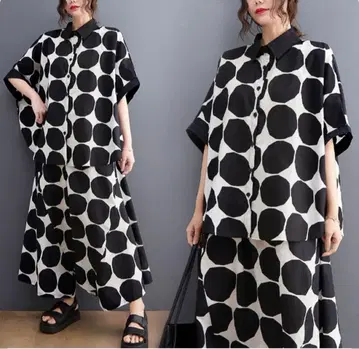 빅 사이즈 여성용 셋업 팬츠 셋업 사루엘 팬츠풍