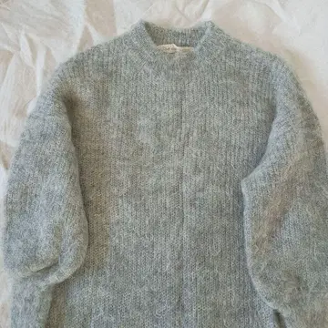 모헤어 긴팔 롱 스웨터 그레이