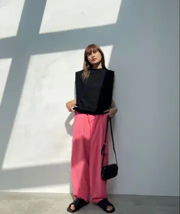 나토리카 x y/m 크레이프 턱 팬츠 핑크