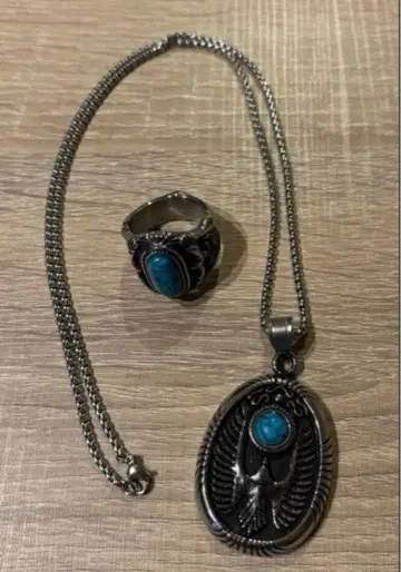 터콰이즈 목걸이 반지 세트 액세서리