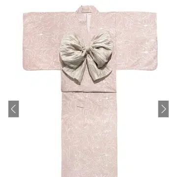 GRL 옅은 핑크 꽃무늬 유카타 오비 세트