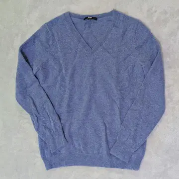 UNIQLO 유니클로 캐시미어 100 V넥 L 블루