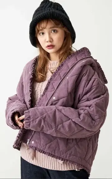 merry jenny 메리제니 프릴 퀼팅 후드 자켓