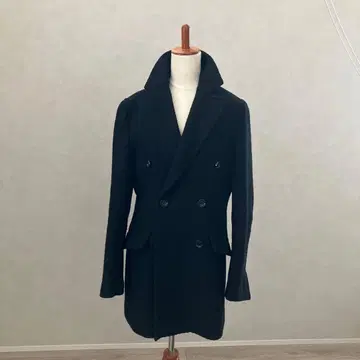 울 더블 브레스트 피코트 블랙