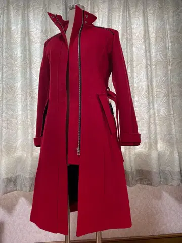 한국제 브링브링 빨간색 롱 코트 벨트 포함