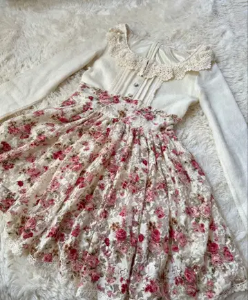 레어 LIZLISA 파워풀 꽃무늬 절개 원피스