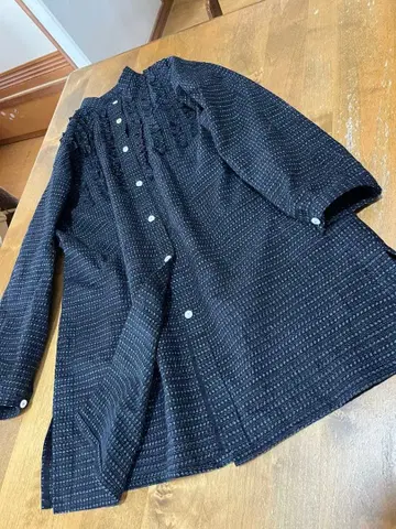 빈티지 원단 리메이크 구루메가스 튜닉 롱 셔츠 프릴 핸드메이드