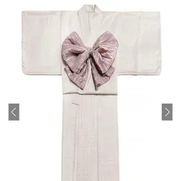 새틴 계열 크림색 유카타 오비 세트