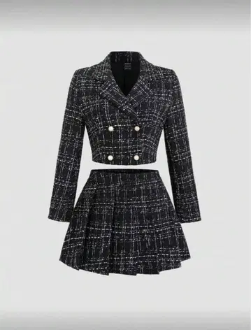 체크 무늬 셋업 블랙