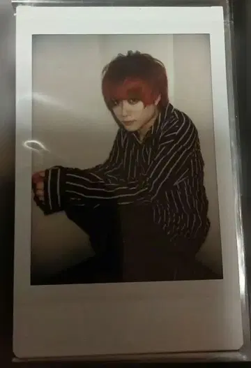 자아자아 봄눈 빨간 머리 스트라이프 셔츠 폴라로이드 외