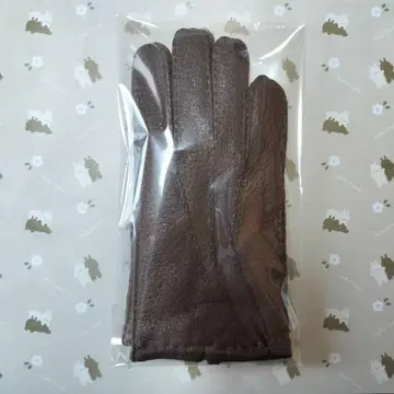 미사용 페커리 가죽 장갑 캐시미어 라이닝 브라운