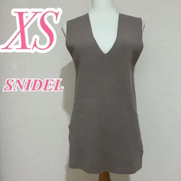SNIDEL 스나이델 브라운 니트 베스트 XS V넥 레이온 폴리