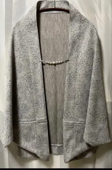 일본 의류 코트 기모노 숄 모몽가 코트 레이스 그레이