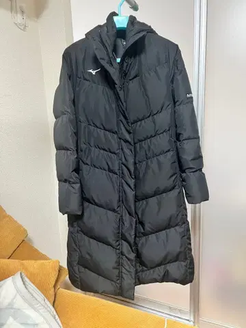 MIZUNO 블랙 벤치 코트 후드 부착