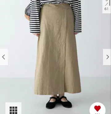 카구레 코튼 랩스커트 베이지