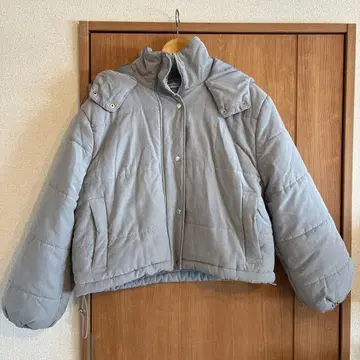 시마무라 다운 자켓 숏 기장 그레이 후드 부착