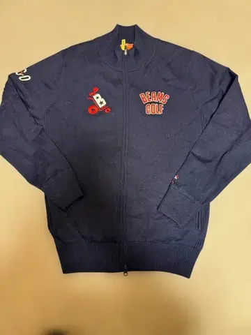 중고 남성용 빔즈 골프 방풍 니트 아우터 L 네이비 안감 부착