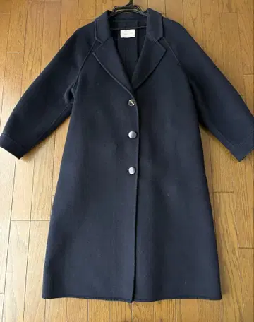 CHERRYKOKO 다크 네이비 버튼 롱 코트