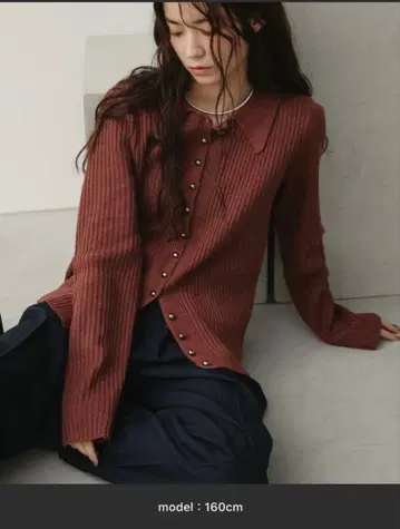 Aunt Marie's 메탈 버튼 믹스 리브 폴로 니트