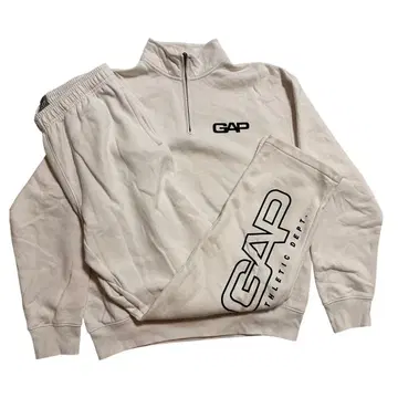 GAP 로고 하프 지퍼 풀오버 셋업 화이트