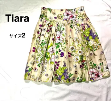 Tiara 티아라 오리지널 프린트 꽃무늬 플레어 스커트 베이지 사이즈 2