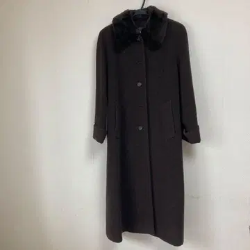 브라운 퍼 부착 롱 코트