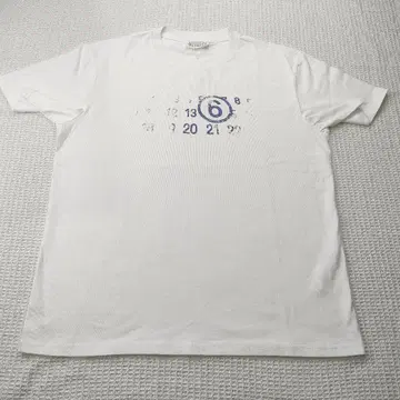 화이트 코튼 T셔츠 숫자 프린트 사이즈 M